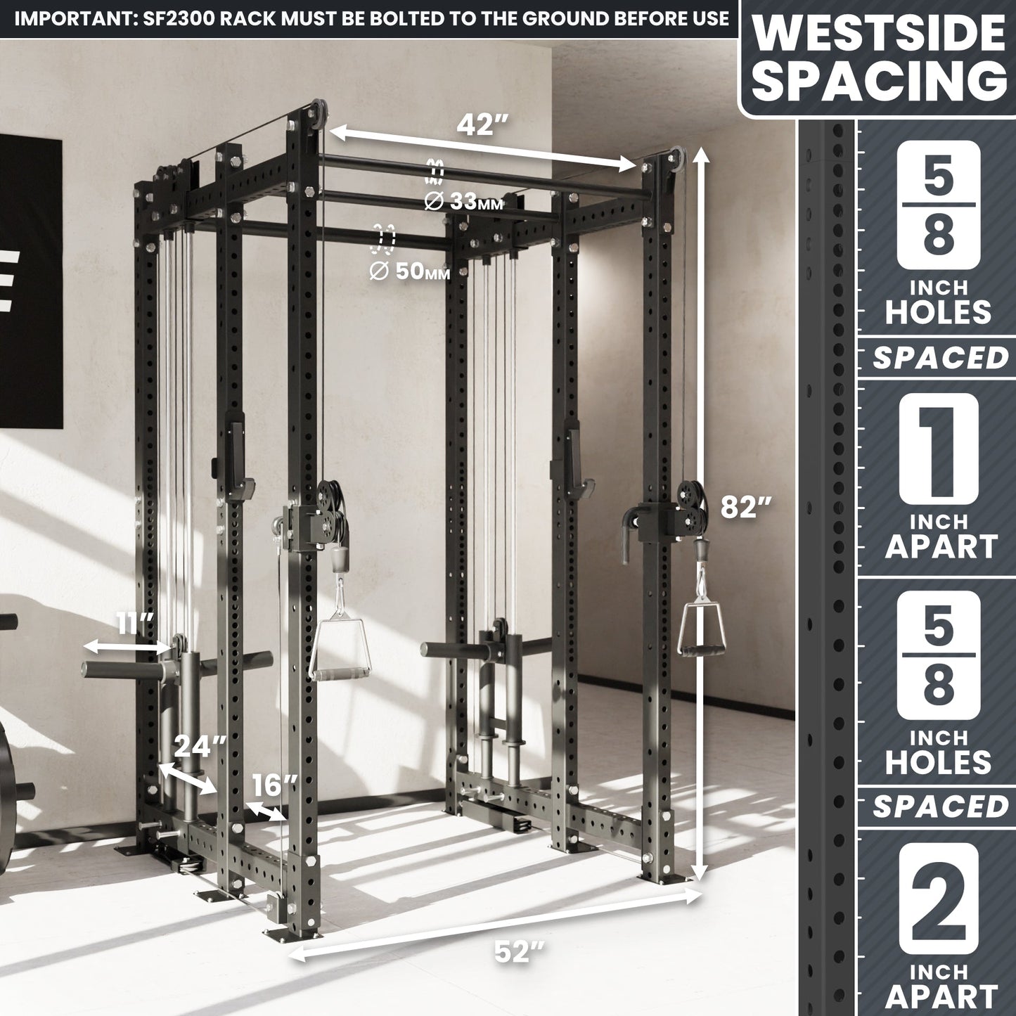 Synergee 2300 Series Power Cage with Plate Loaded Cable Cross Overs