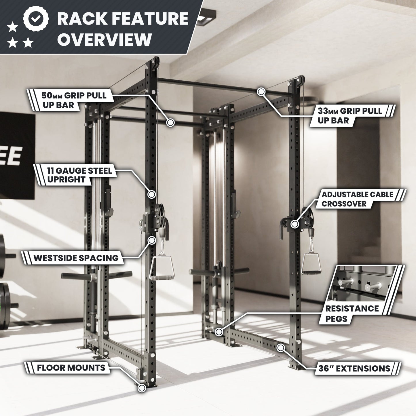 Synergee 2300 Series Power Cage with Plate Loaded Cable Cross Overs