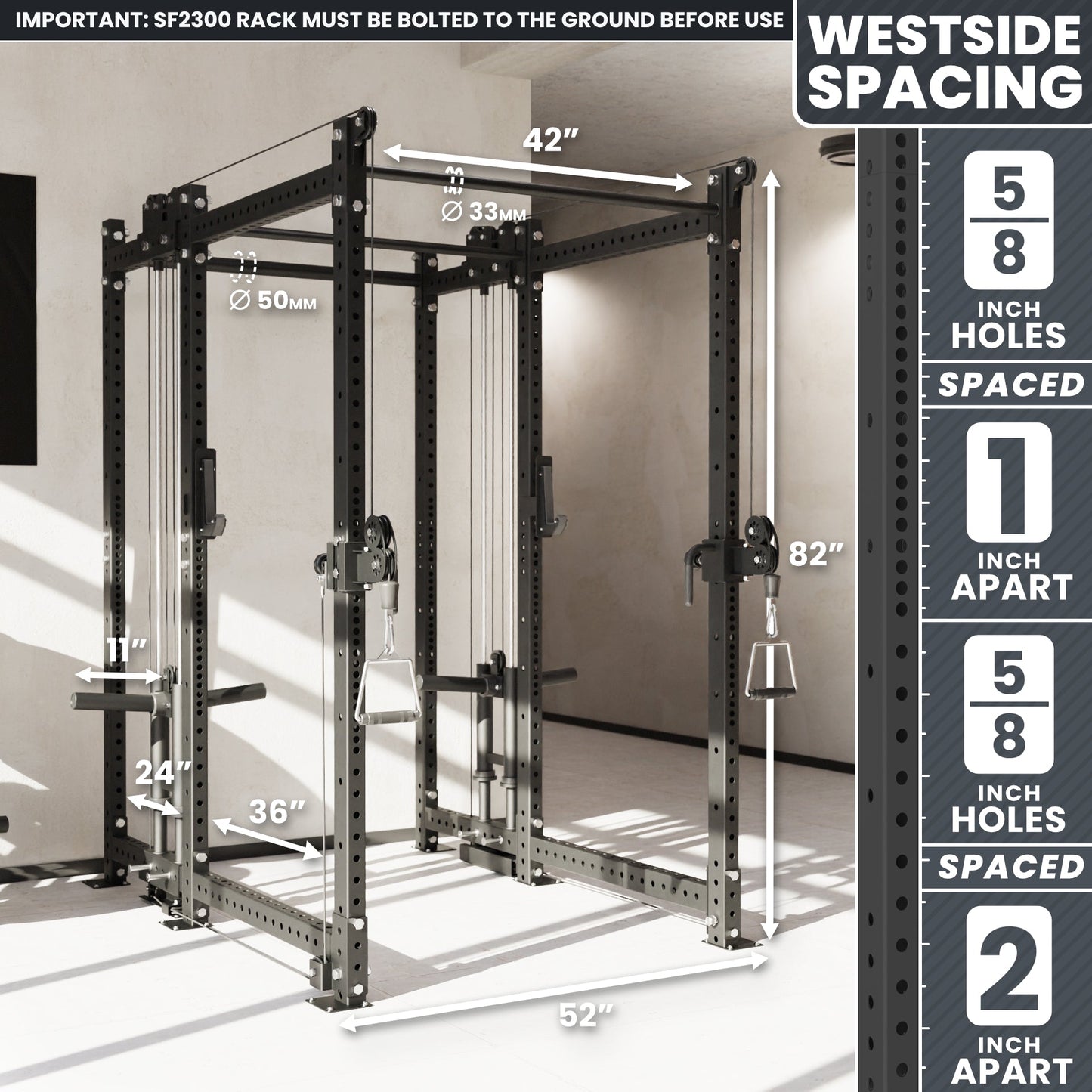 Synergee 2300 Series Power Cage with Plate Loaded Cable Cross Overs