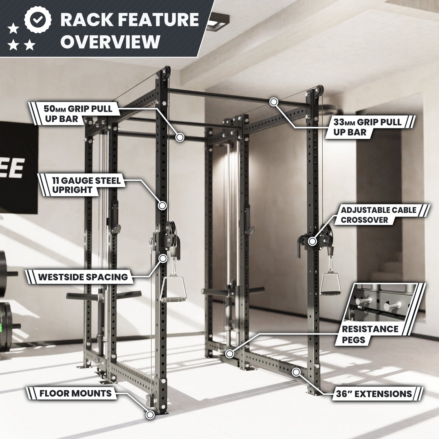 Synergee 2300 Series Power Cage with Plate Loaded Cable Cross Overs