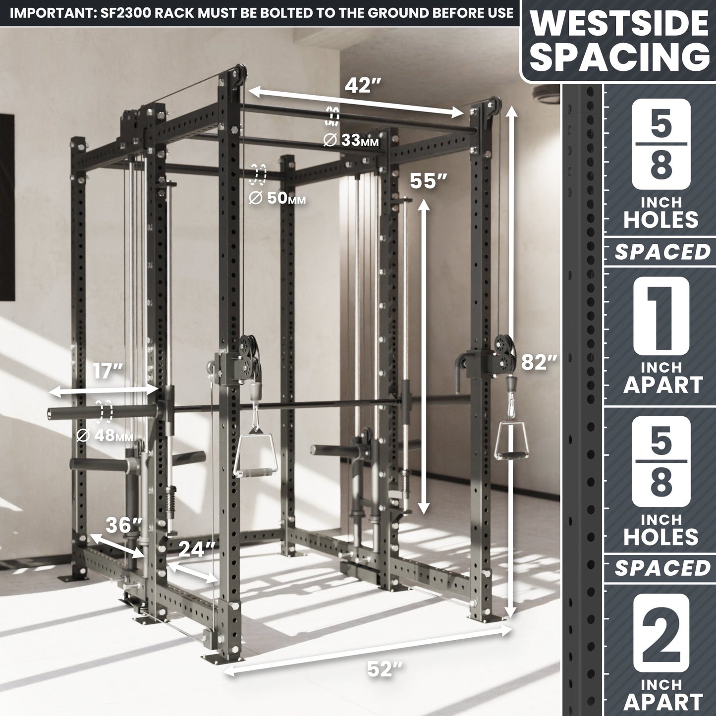 Synergee 2300 Series Power Cage with Plate Loaded Cable Cross Overs and Smith Machine