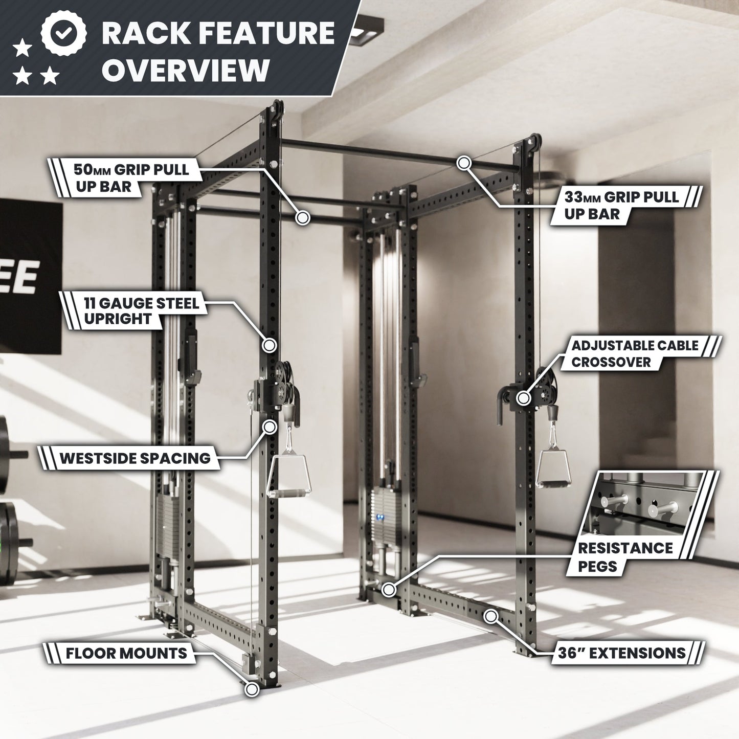 Synergee 2300 Series Power Cage with Synchronized Loaded Cable Cross Overs