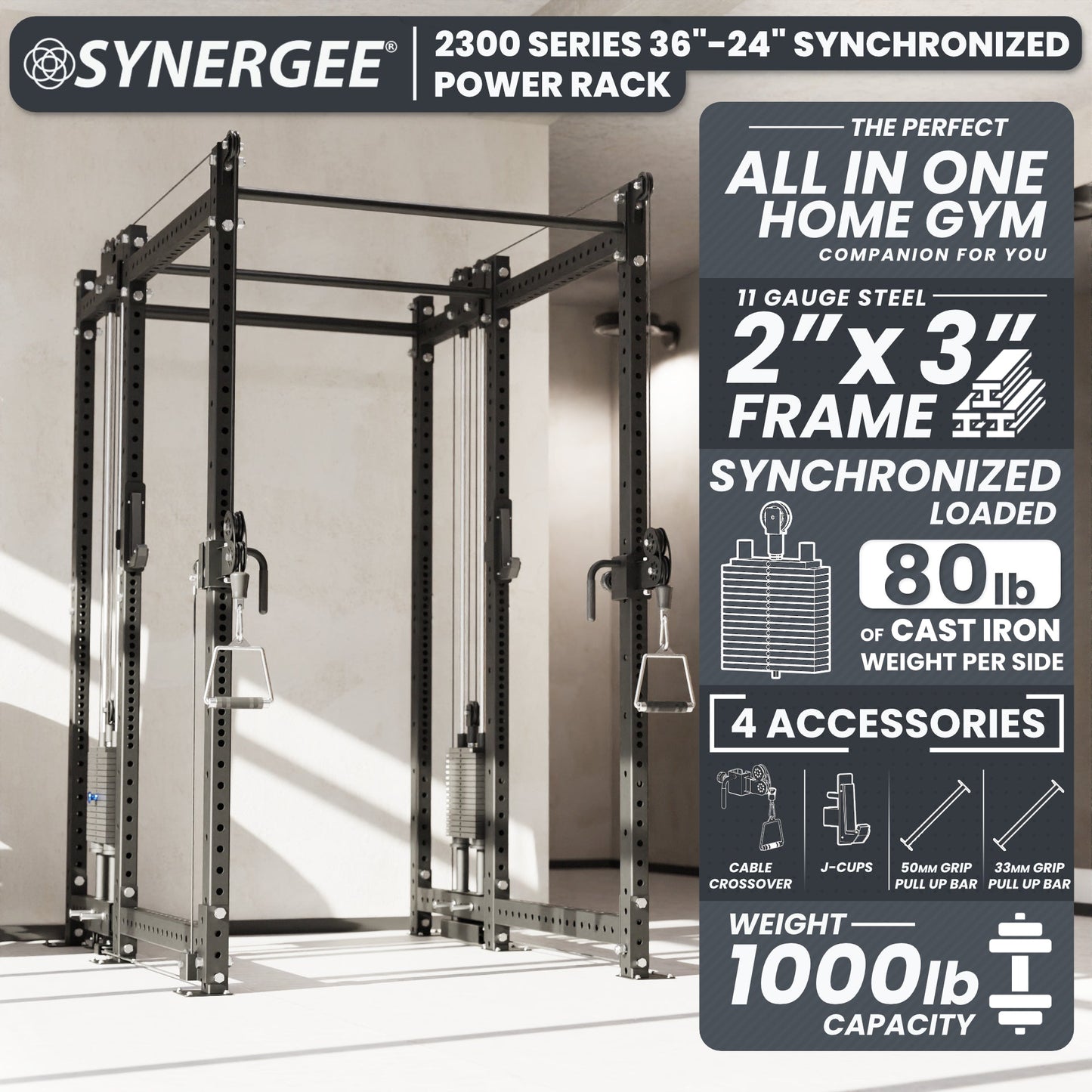 Synergee 2300 Series Power Cage with Synchronized Loaded Cable Cross Overs