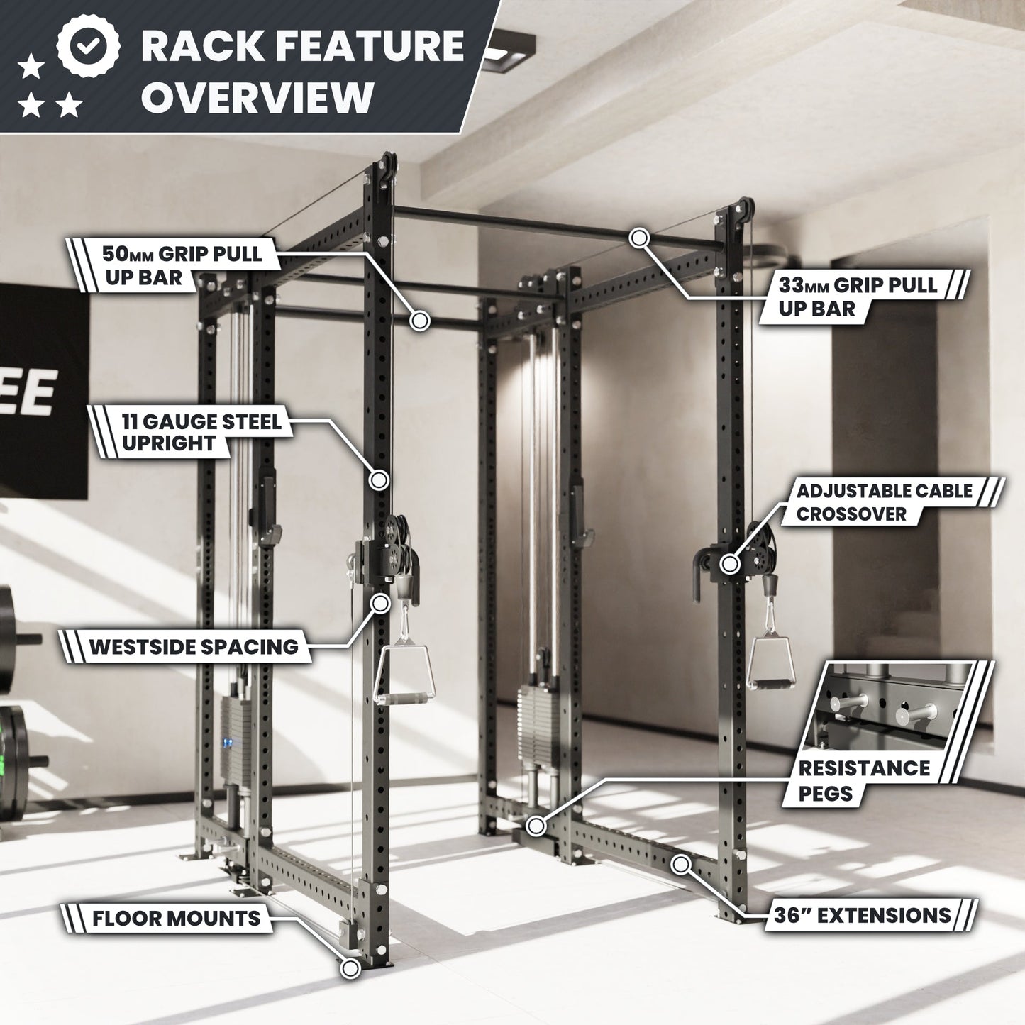 Synergee 2300 Series Power Cage with Synchronized Loaded Cable Cross Overs