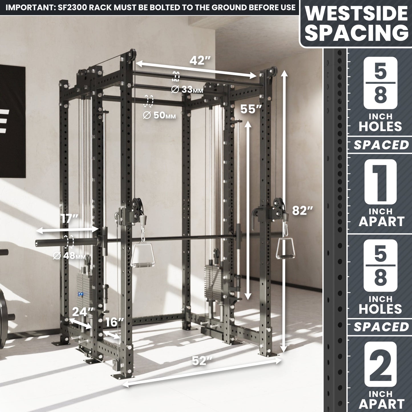 Synergee 2300 Series Power Cage with Synchronized Loaded Cable Cross Overs and Smith Machine