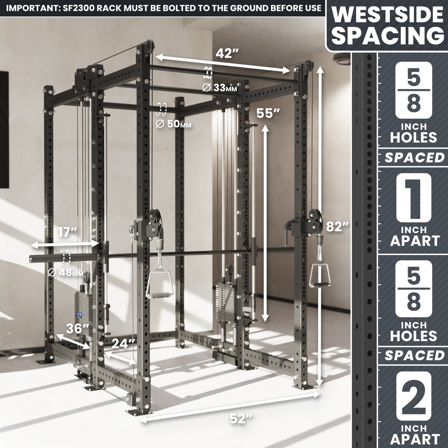 Synergee 2300 Series Power Cage with Synchronized Loaded Cable Cross Overs and Smith Machine