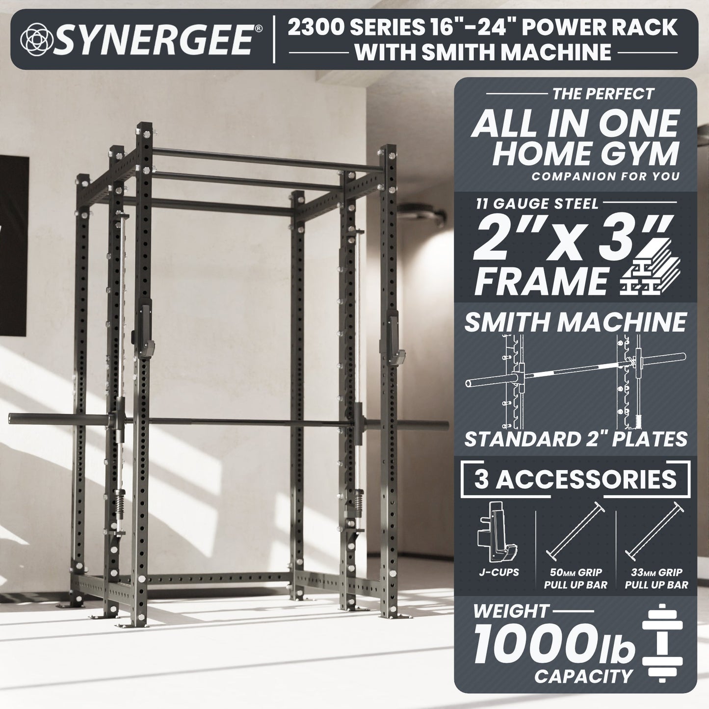Synergee 2300 Series Power Cage with Smith Machine