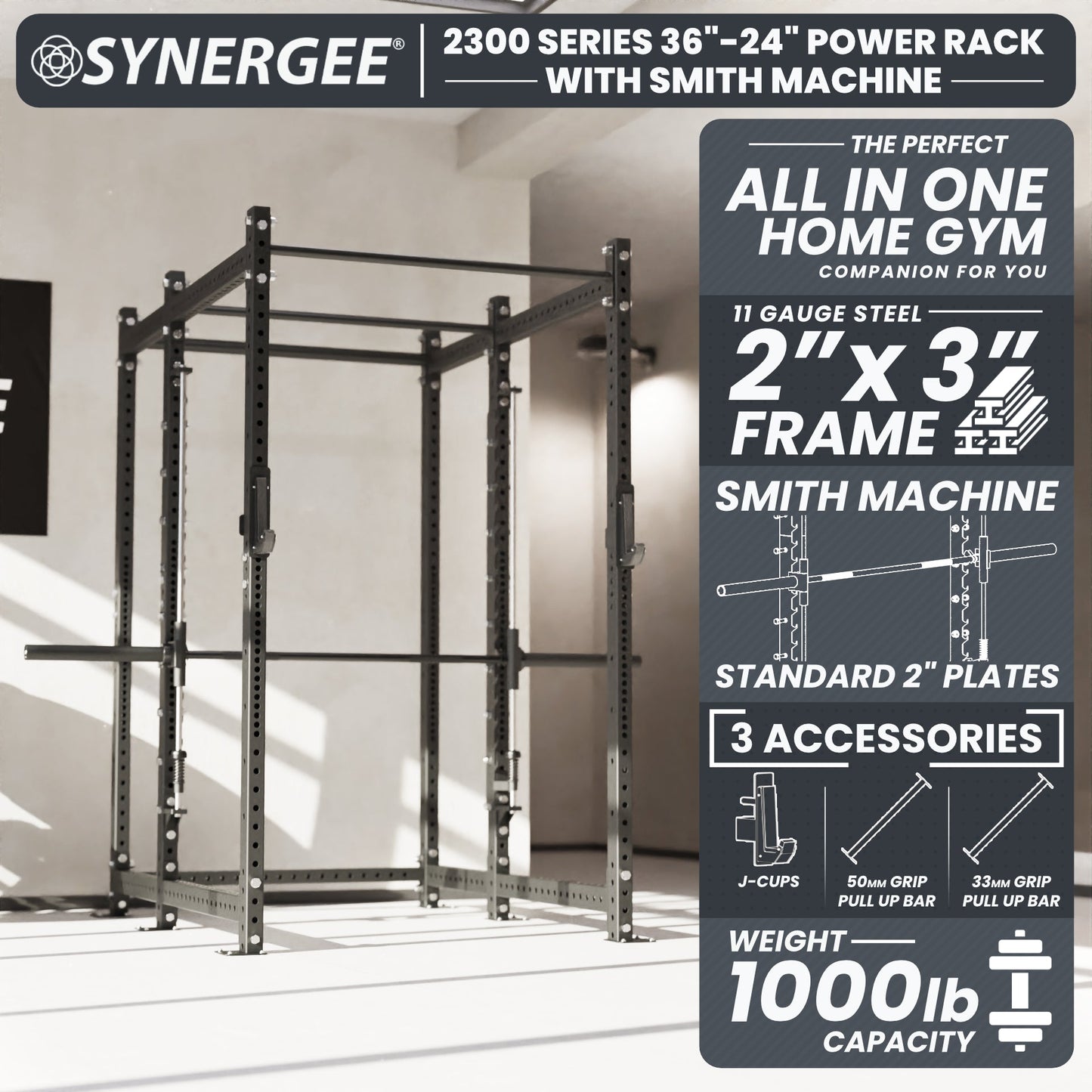 Synergee 2300 Series Power Cage with Smith Machine