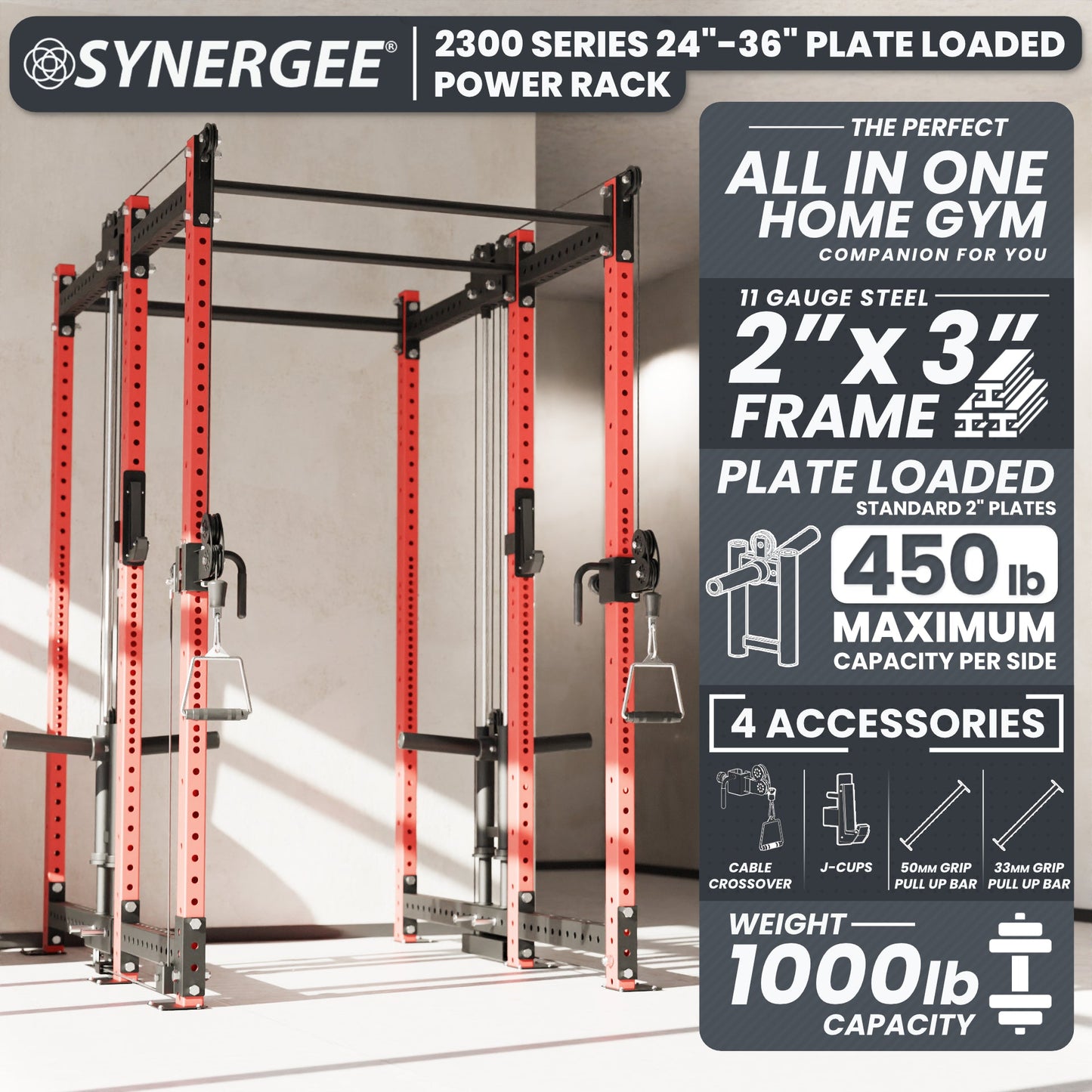 Synergee 2300 Series Power Cage with Plate Loaded Cable Cross Overs