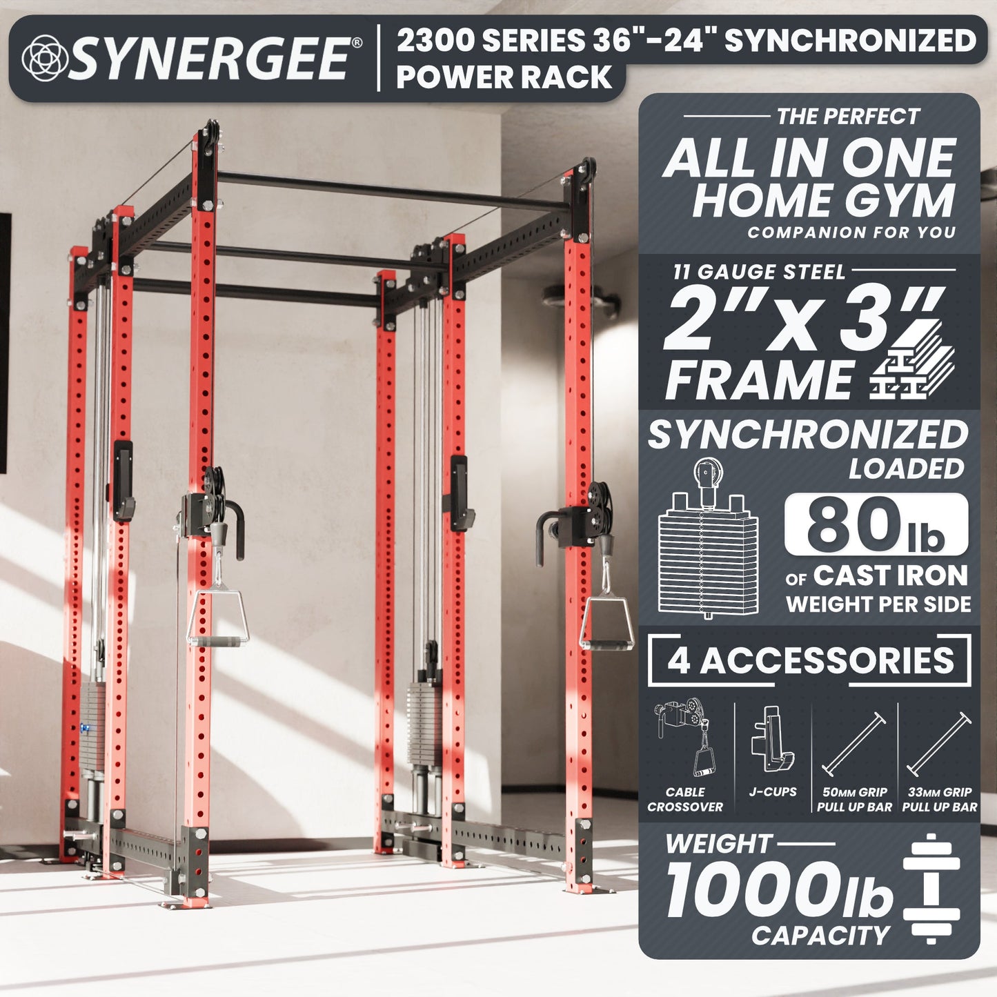 Synergee 2300 Series Power Cage with Synchronized Loaded Cable Cross Overs