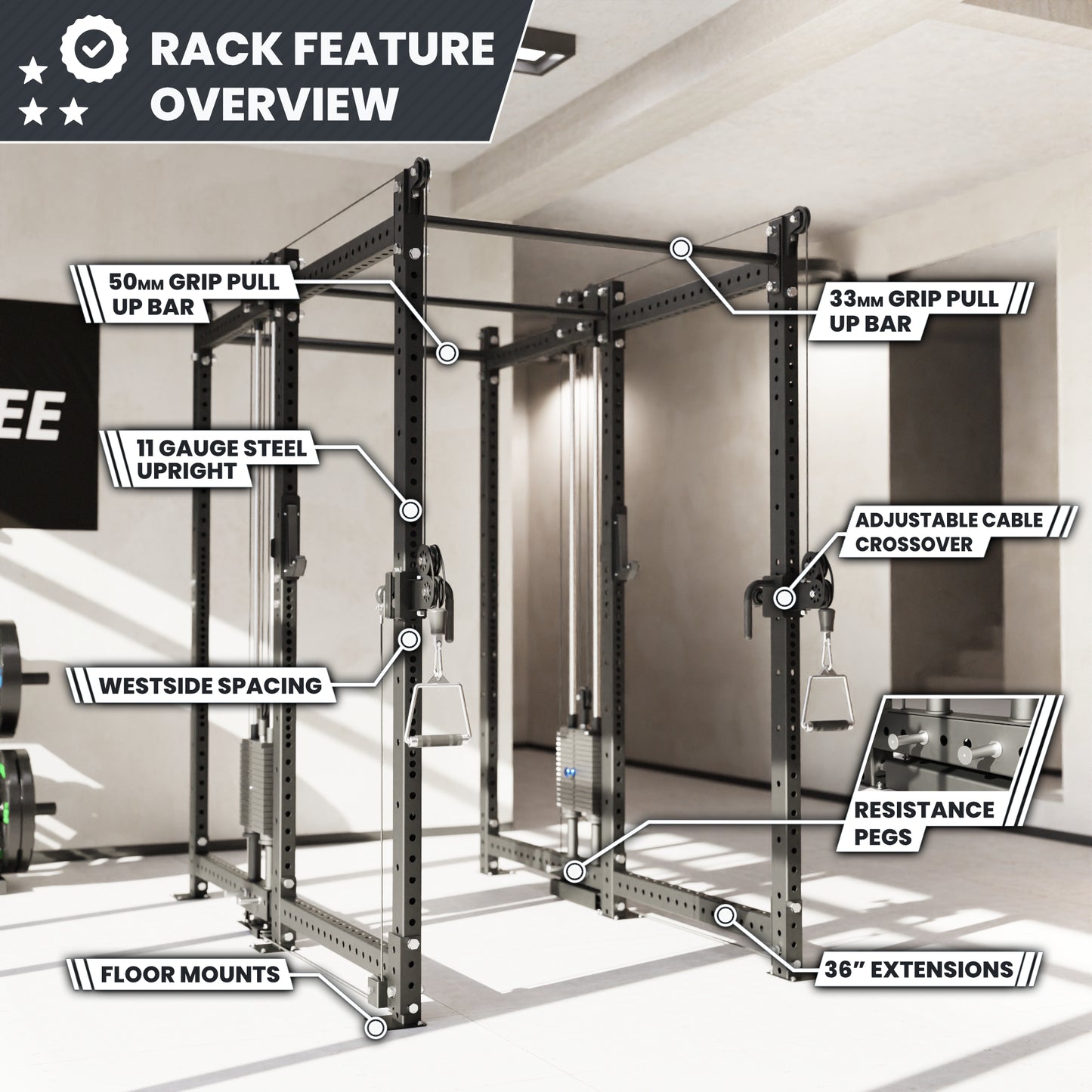 Synergee 2300 Series Power Cage with Synchronized Loaded Cable Cross Overs