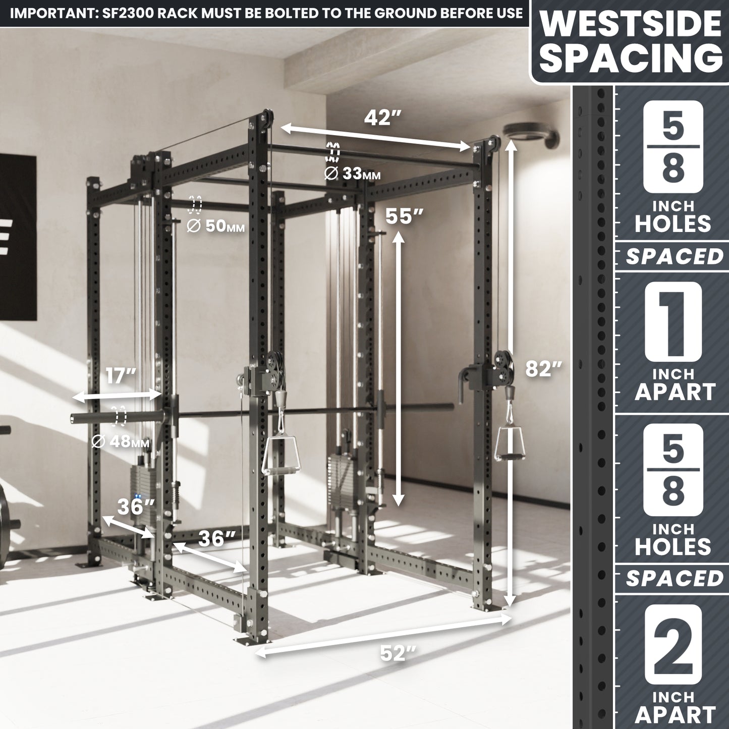 Synergee 2300 Series Power Cage with Synchronized Loaded Cable Cross Overs and Smith Machine