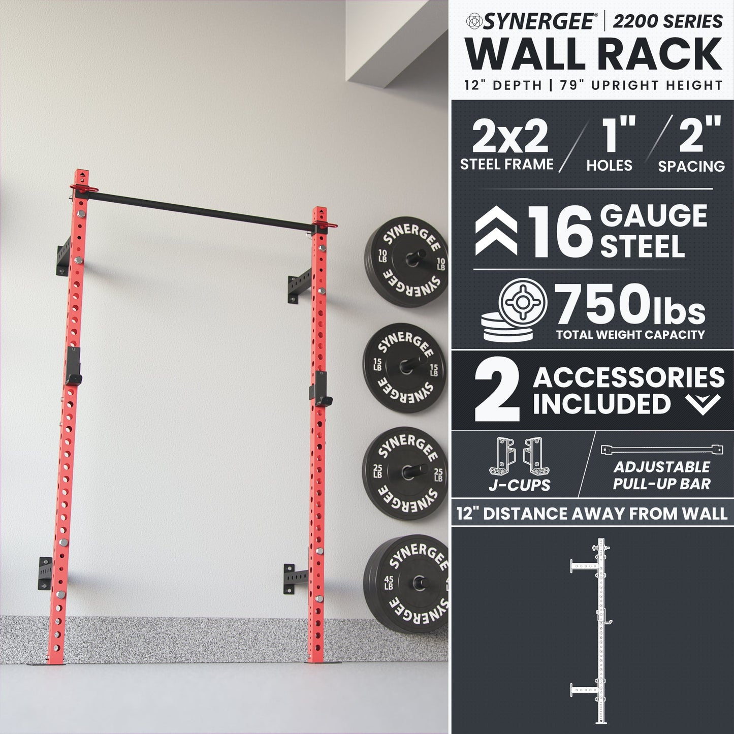 Synergee 2200 Series Wall Mounted Squat Rack