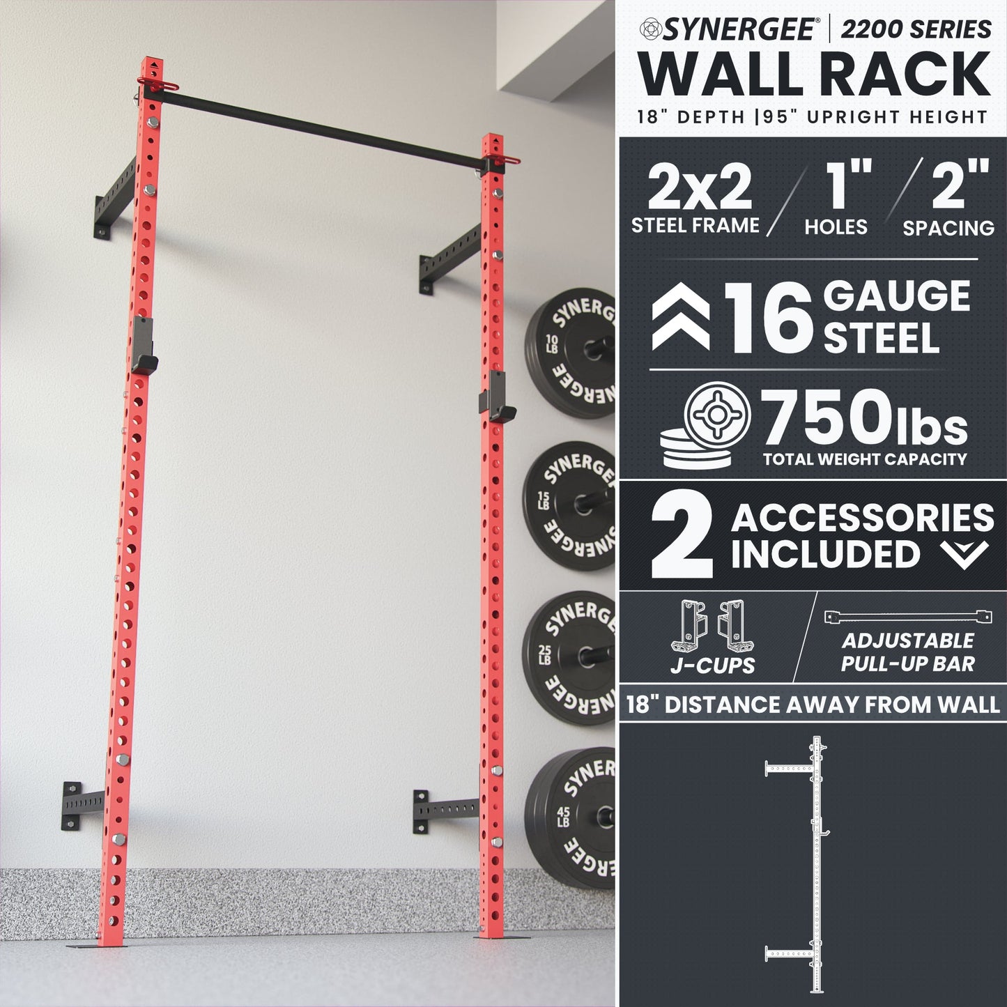 Synergee 2200 Series Wall Mounted Squat Rack