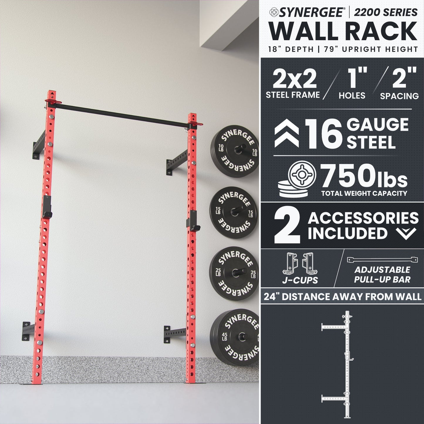 Synergee 2200 Series Wall Mounted Squat Rack
