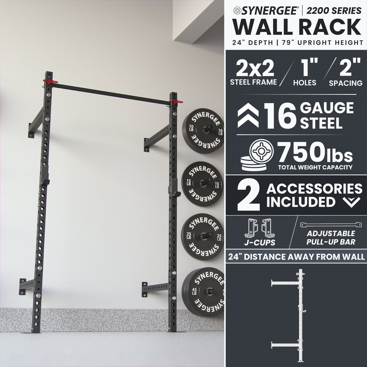Synergee 2200 Series Wall Mounted Squat Rack