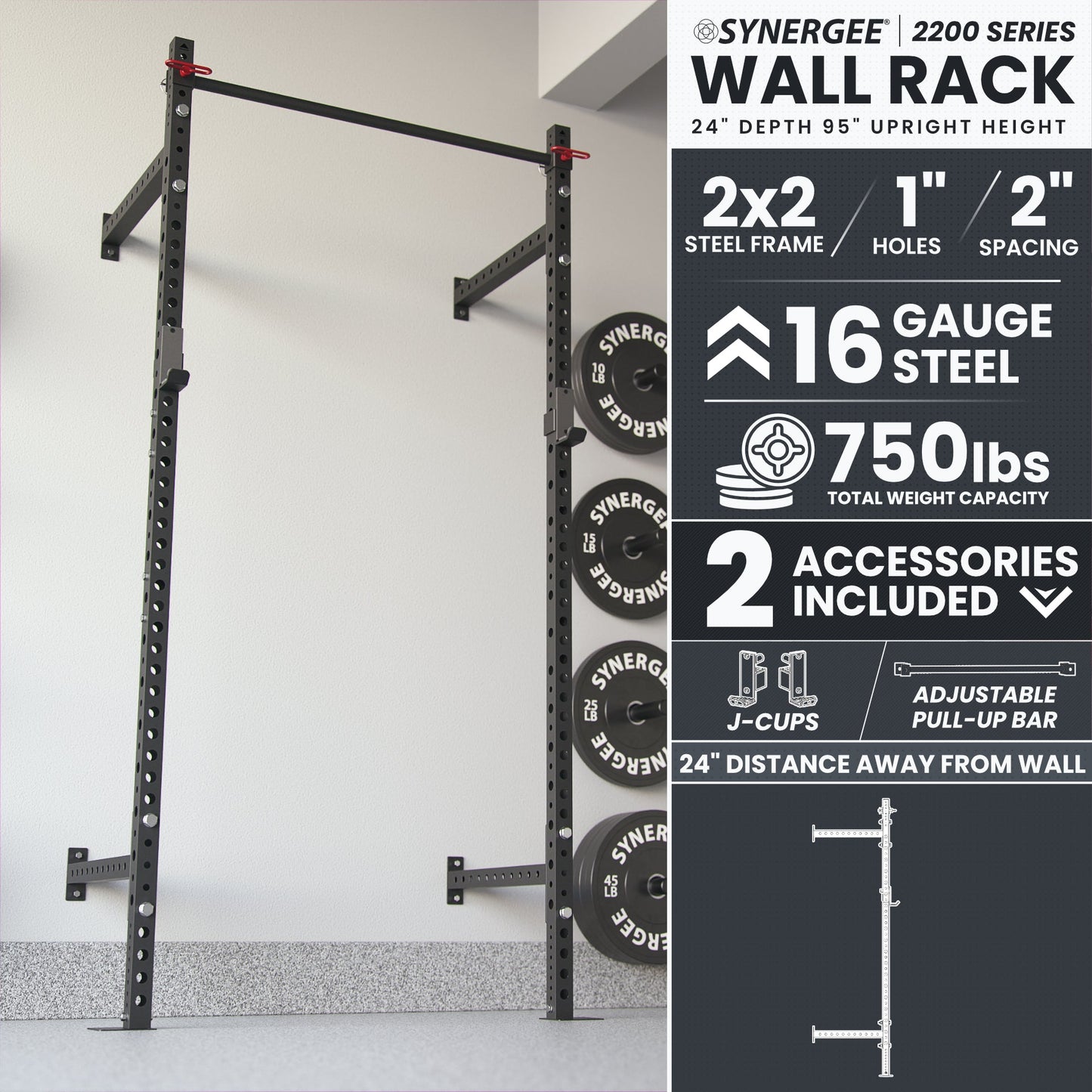 Synergee 2200 Series Wall Mounted Squat Rack