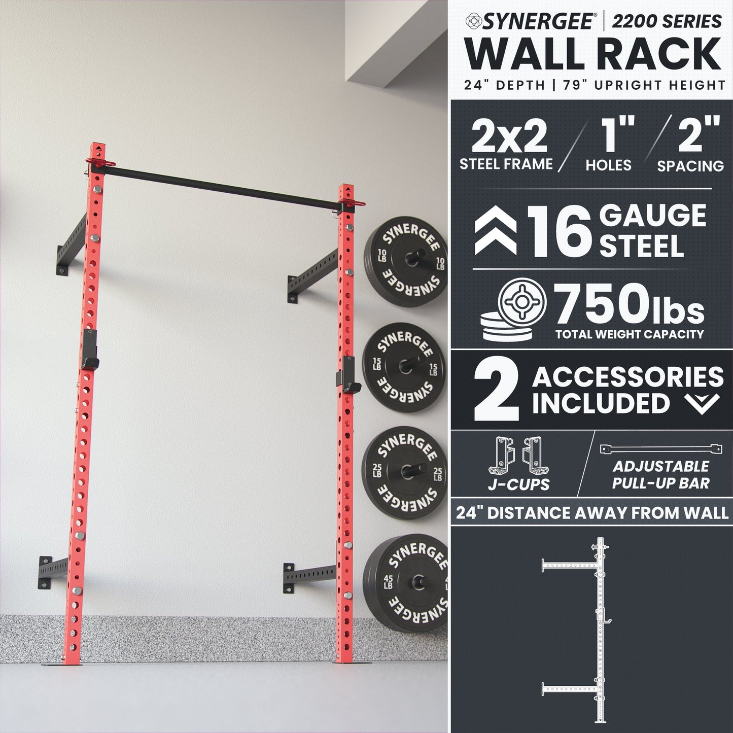 Synergee 2200 Series Wall Mounted Squat Rack