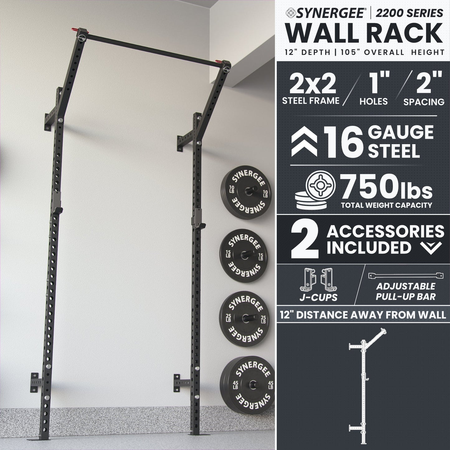 Synergee 2200 Series Wall Mounted Squat Rack