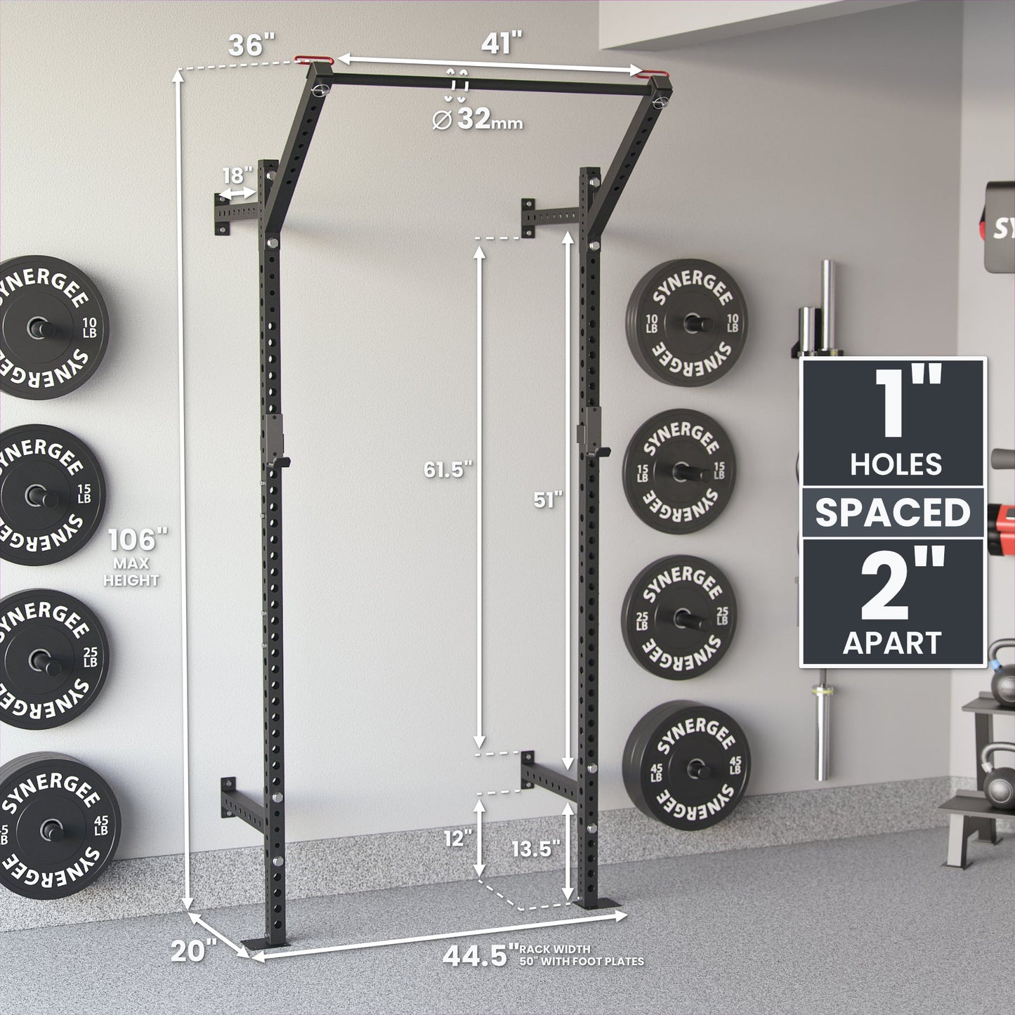 Synergee 2200 Series Wall Mounted Squat Rack