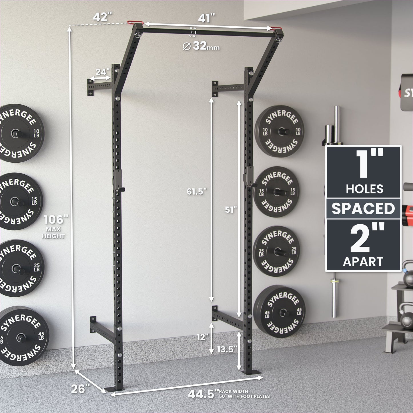 Synergee 2200 Series Wall Mounted Squat Rack