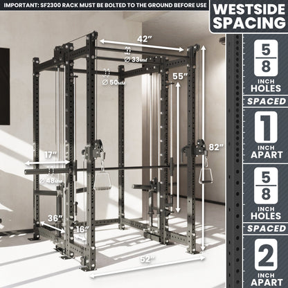 Synergee 2300 Series Power Cage with Plate Loaded Cable Cross Overs and Smith Machine