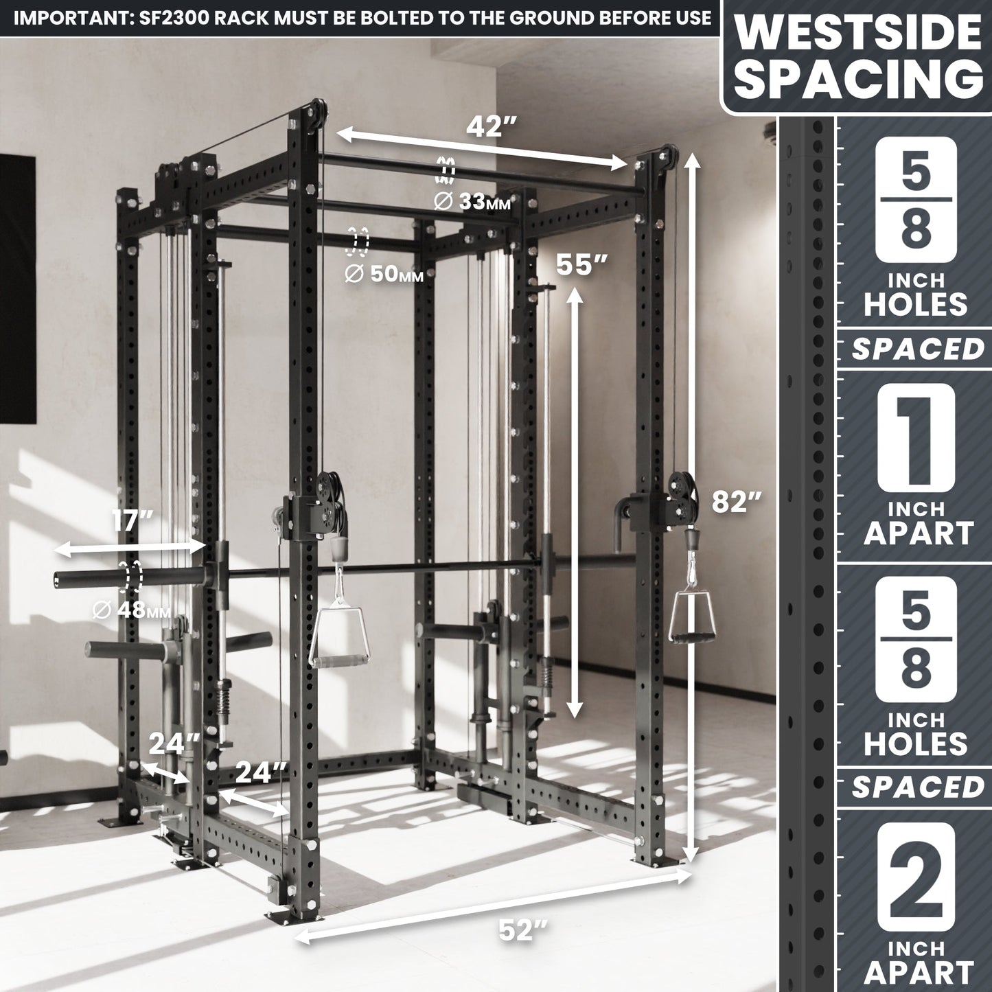 Synergee 2300 Series Power Cage with Plate Loaded Cable Cross Overs and Smith Machine