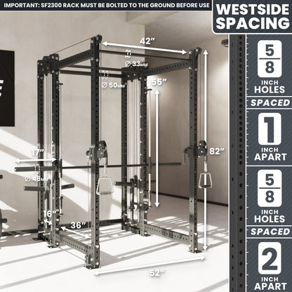Synergee 2300 Series Power Cage with Plate Loaded Cable Cross Overs and Smith Machine