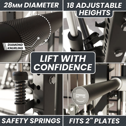 Synergee 2300 Series Power Cage with Synchronized Loaded Cable Cross Overs and Smith Machine
