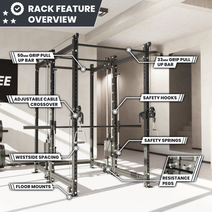 Synergee 2300 Series Power Cage with Synchronized Loaded Cable Cross Overs and Smith Machine