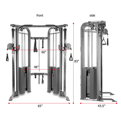 Functional Trainer Cable Machine with 200 lb Weight Stacks and Adjustable Weight Bench