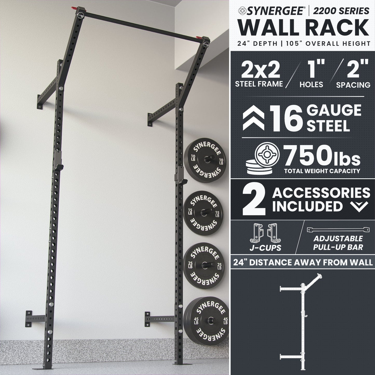 Synergee 2200 Series Wall Mounted Squat Rack